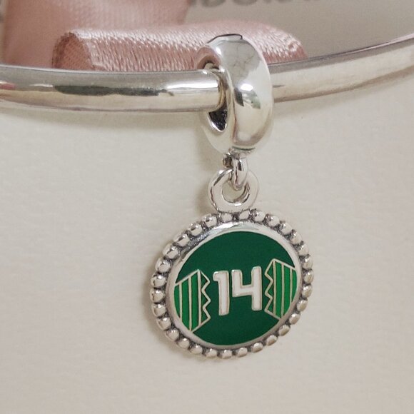 Pandora Engraving Mexico Soccer Jersey #14 Dangle Charm Exclusive Pendant S925 - Picture 7 of 7